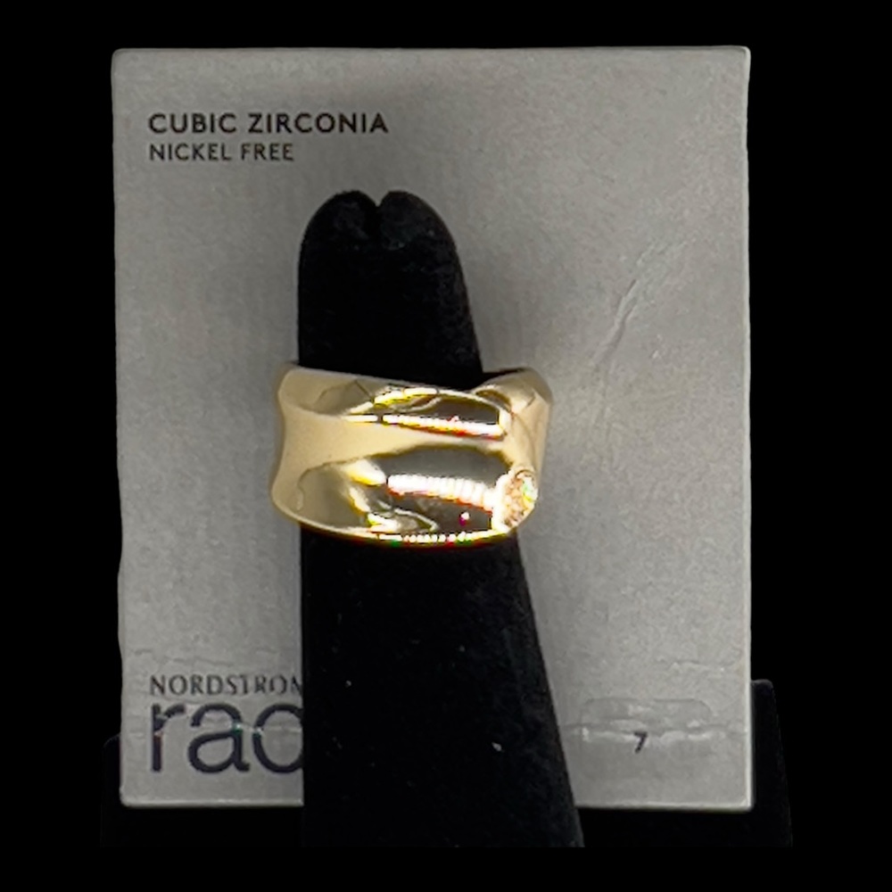Nordstrom Rack Ring Size 7 Gold Tone Cubic Zirconia Nickel Free Ring Size 7 NWT - Picture 5 of 10